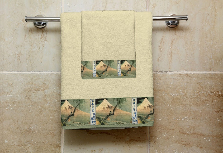 Set 1 Towel + 1 Guest - HOKUSAI - BOY ON A TREE