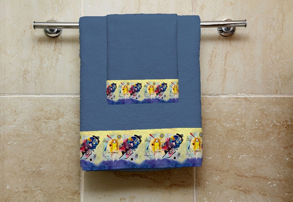 Set 1 Asciugamano+ 1 Ospite - KANDINSKY GIALLO ROSSO BLU