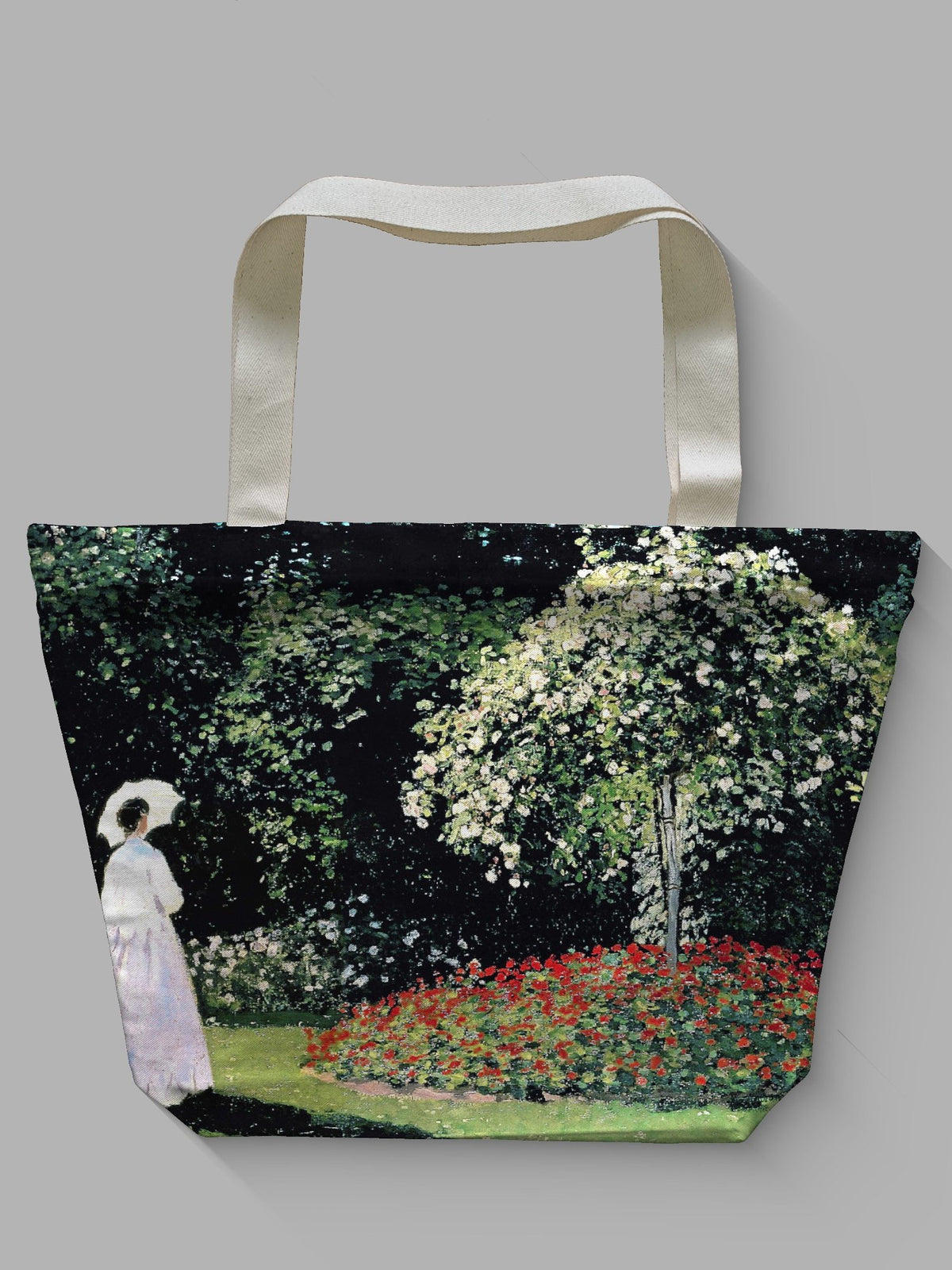 Borsa tessile con cerniera - MONET - DAMA IN GIARDINO