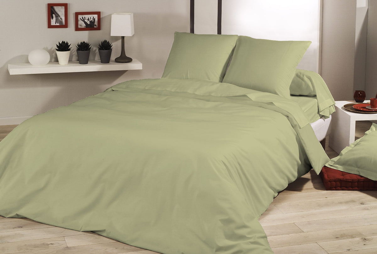 Copripiumino con Federe in Raso di Puro Cotone - VERDE BAMBOO