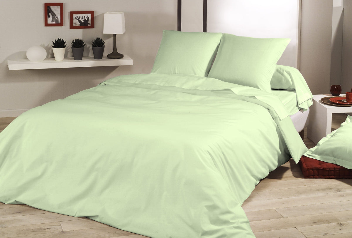 Copripiumino con Federe in Raso di Puro Cotone - VERDE MENTA