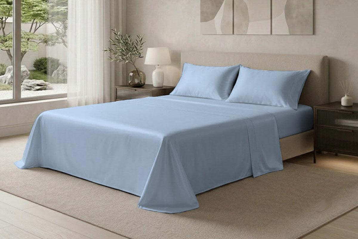 Lenzuola con Federe in Raso di Puro Cotone - AZZURRO ZAFFIRO