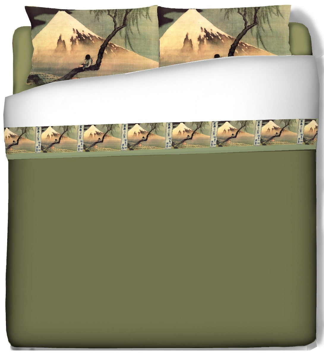 Hokusai Boy on a tree sheets with pillowcases