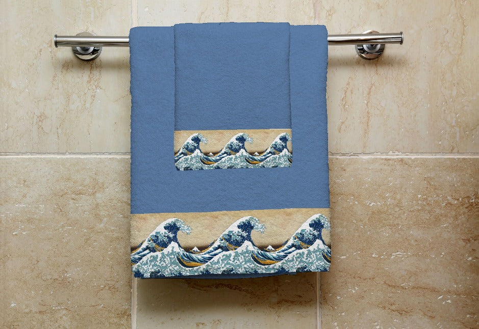 Set 1 Towel + 1 Guest - HOKUSAI - THE GREAT WAVE
