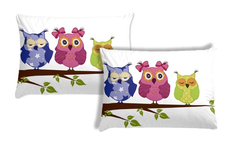 Bed Pillowcases - Owls in a row