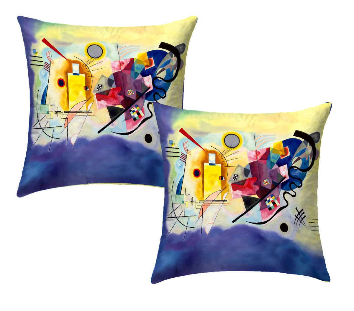 Couple Cushion Covers - Kandinsky - Yellow Red Blue