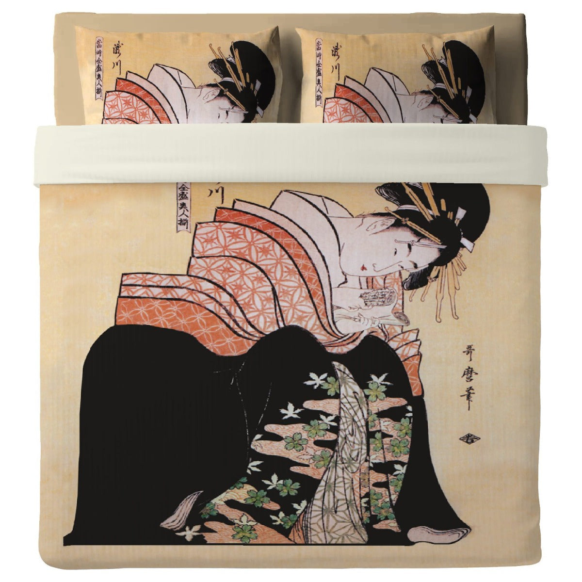 Lenzuolo Copriletto con federe   Hokusai - Lettera d'amore