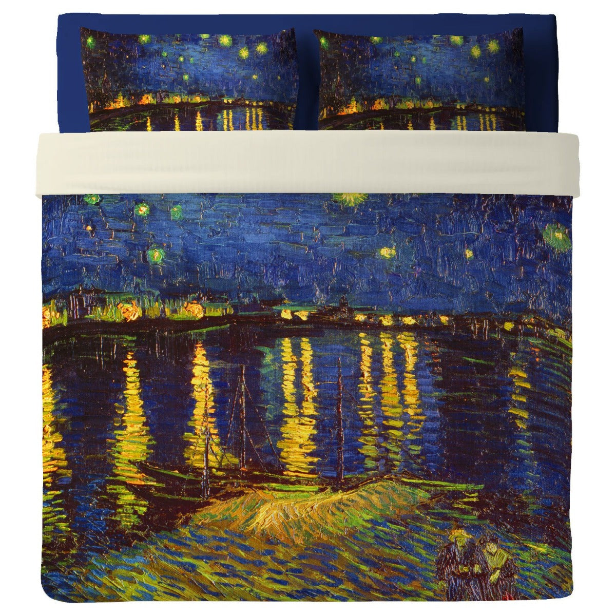 Lenzuolo Copriletto con federe   Van Gogh - Notte stellata sul Rodano
