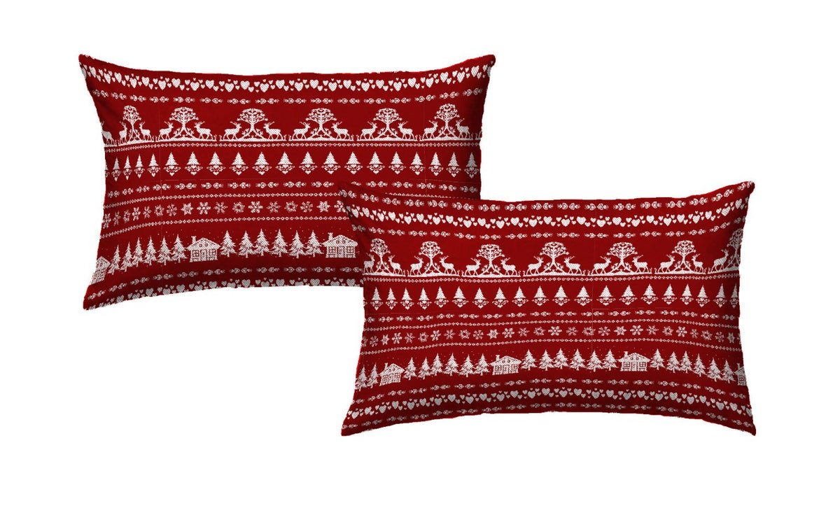Bed Pillowcases - REINDEER AND HUTS