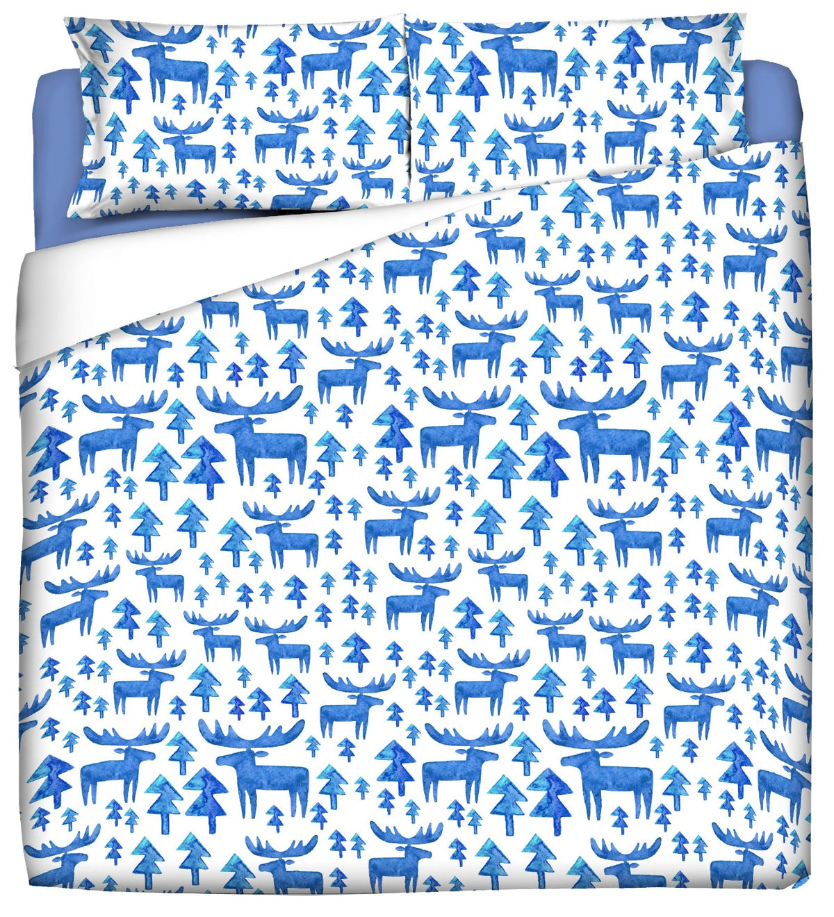 Duvet cover with pillowcases - BLUE REINDEER