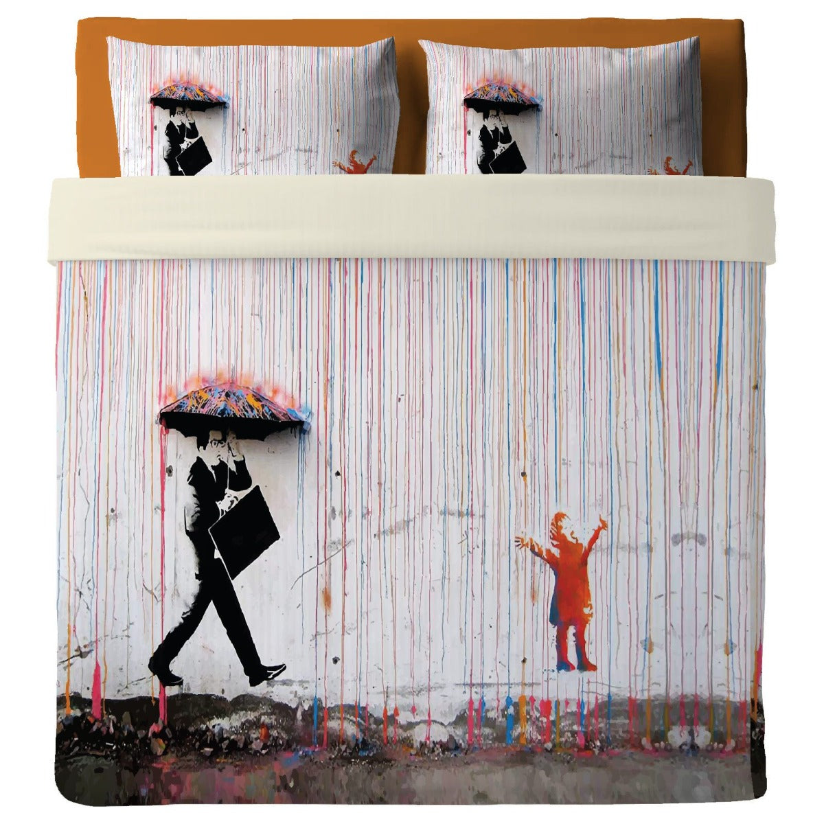Bedsheet with pillowcases Street art - Colored rain