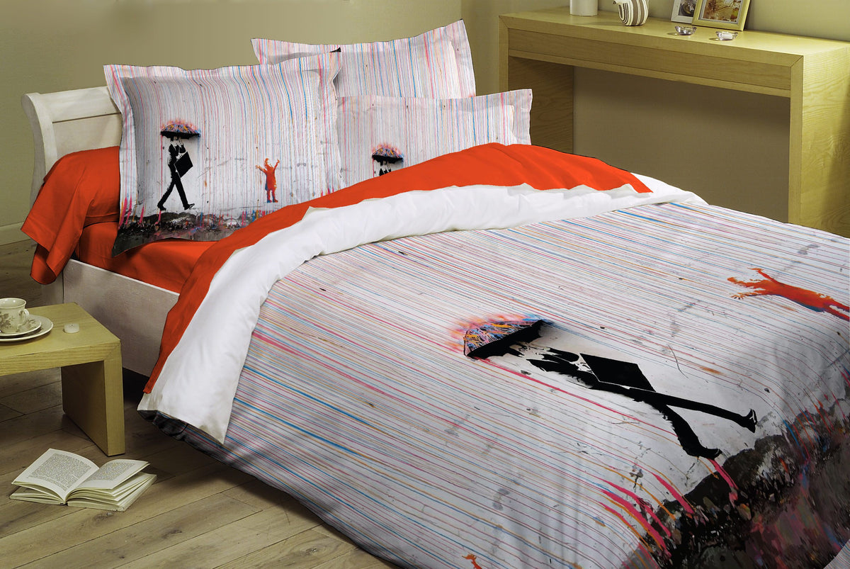 Duvet cover with pillowcases - Colored rain